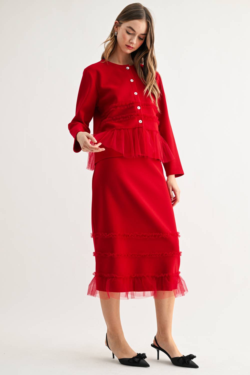 Kaylina Knit Ruffle Cardigan