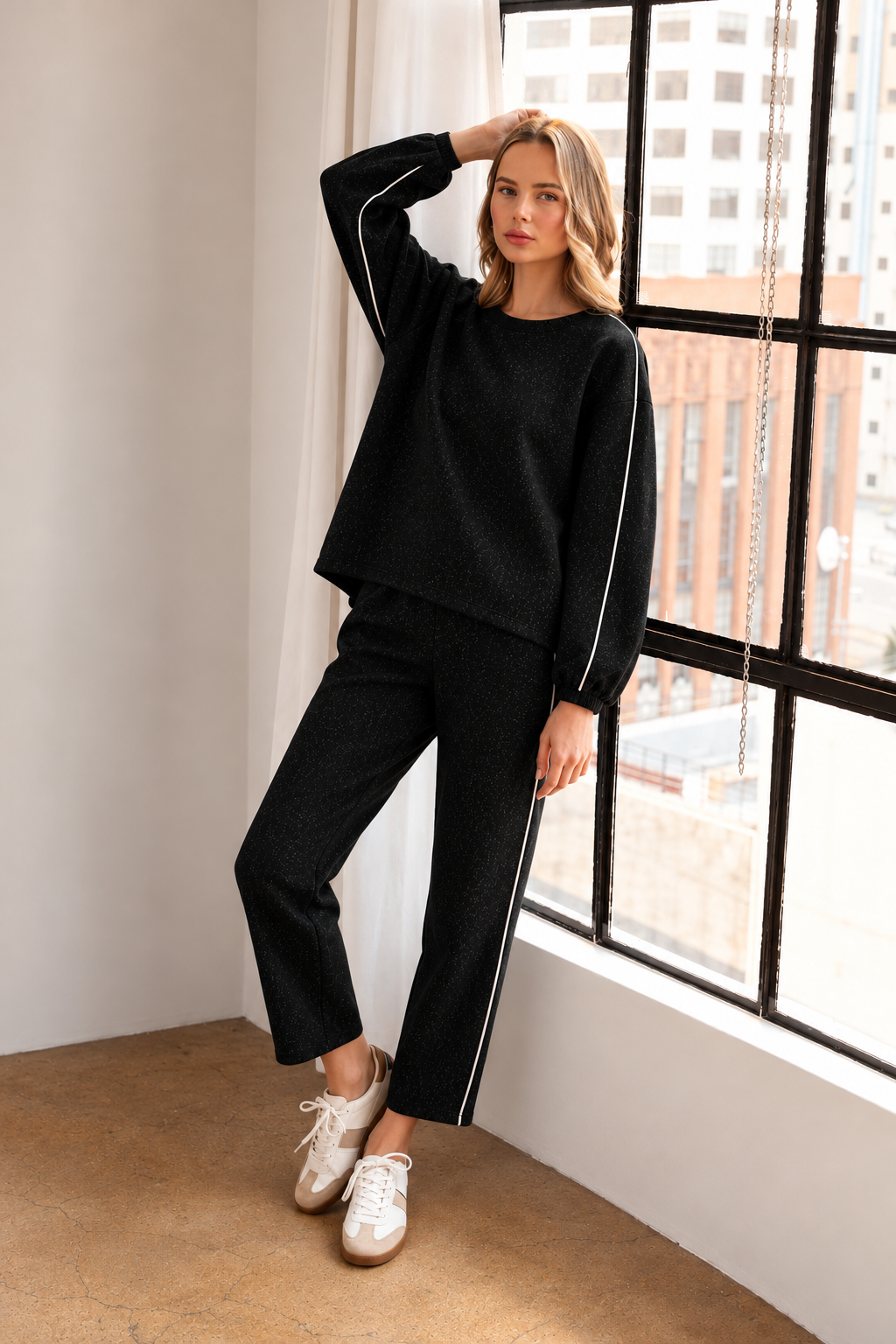 Floriane Stretch French Scuba Knit with Glitter