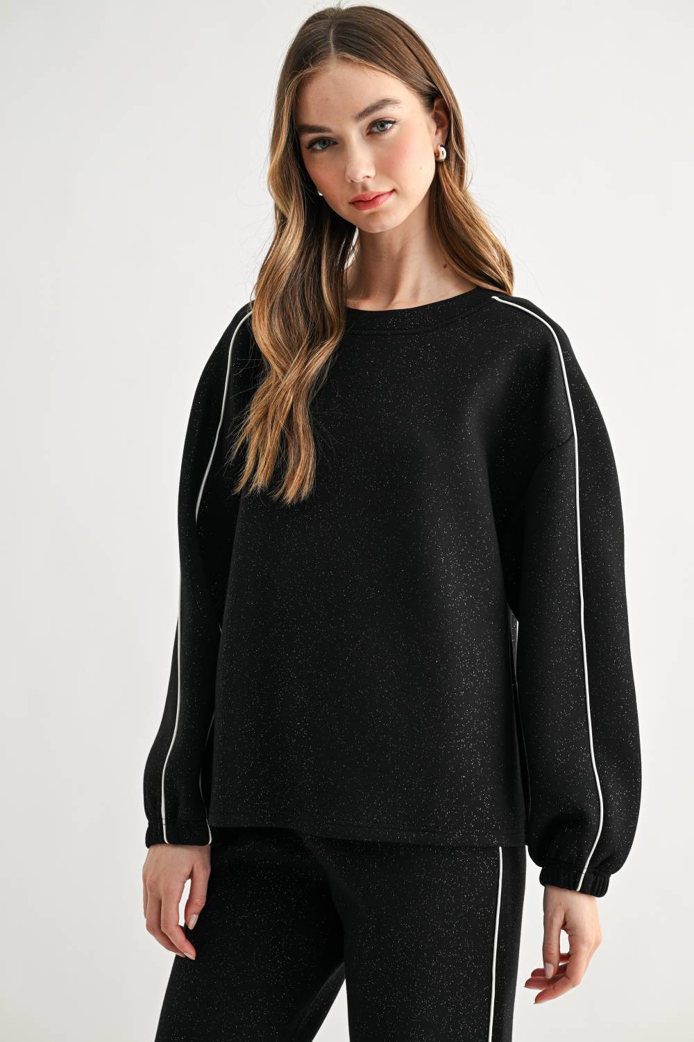 Floriane Stretch French Scuba Knit with Glitter