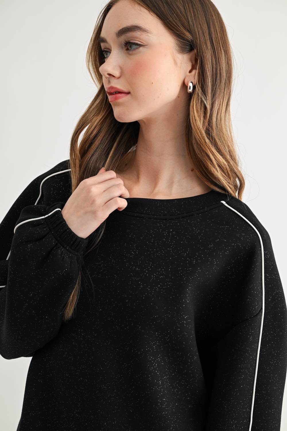 Floriane Stretch French Scuba Knit with Glitter