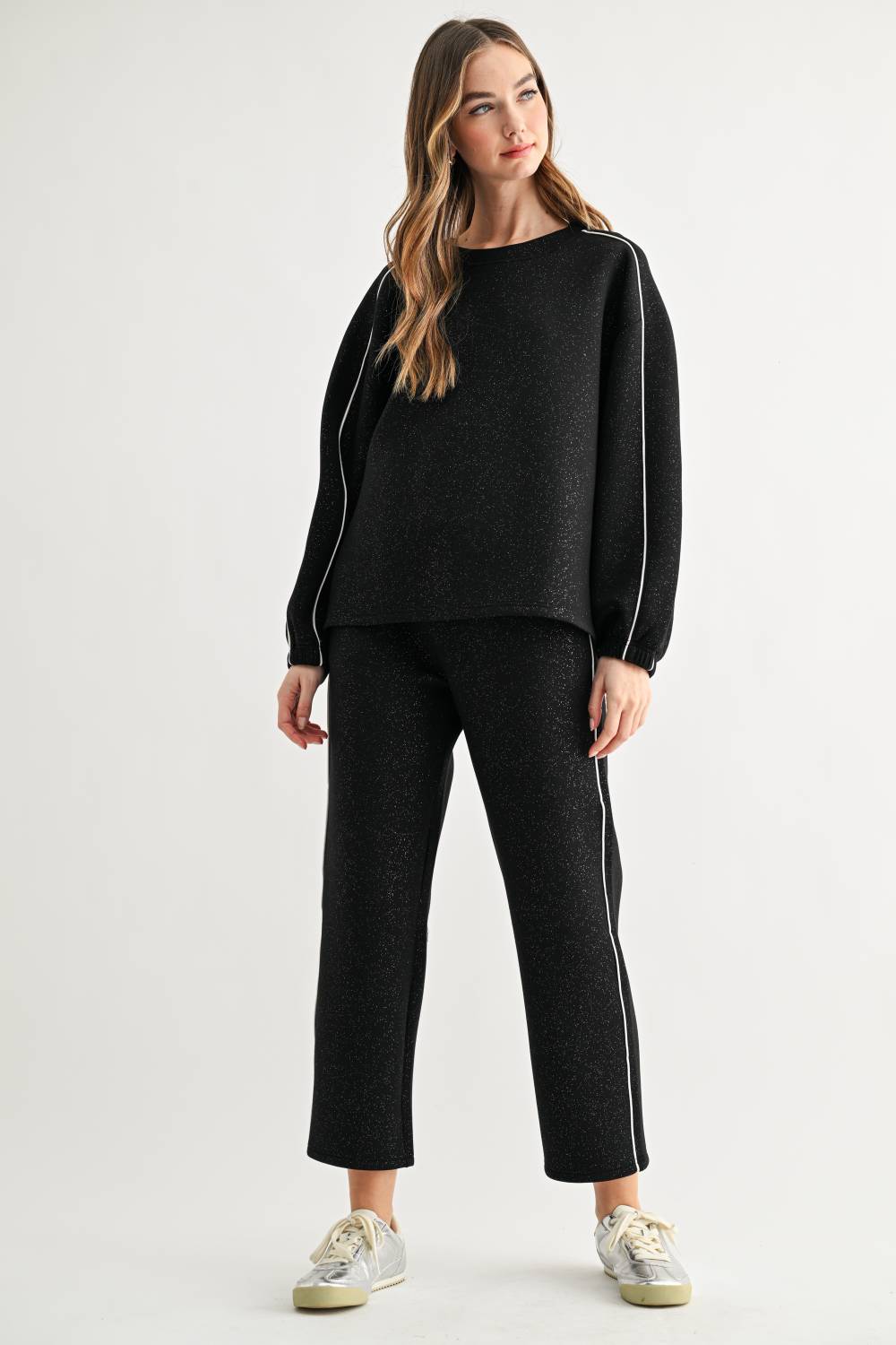 Floriane Stretch French Scuba Knit with Glitter