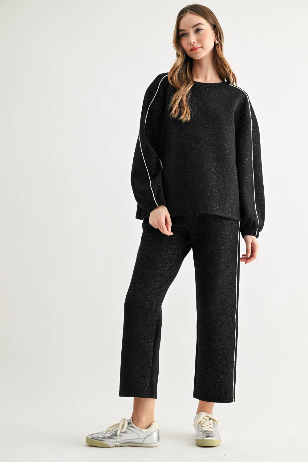 Floriane Stretch French Scuba Knit with Glitter