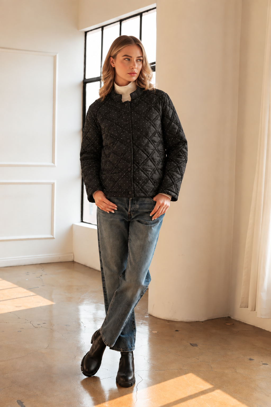 Jessalynn Rhinestone Quilted Jacket