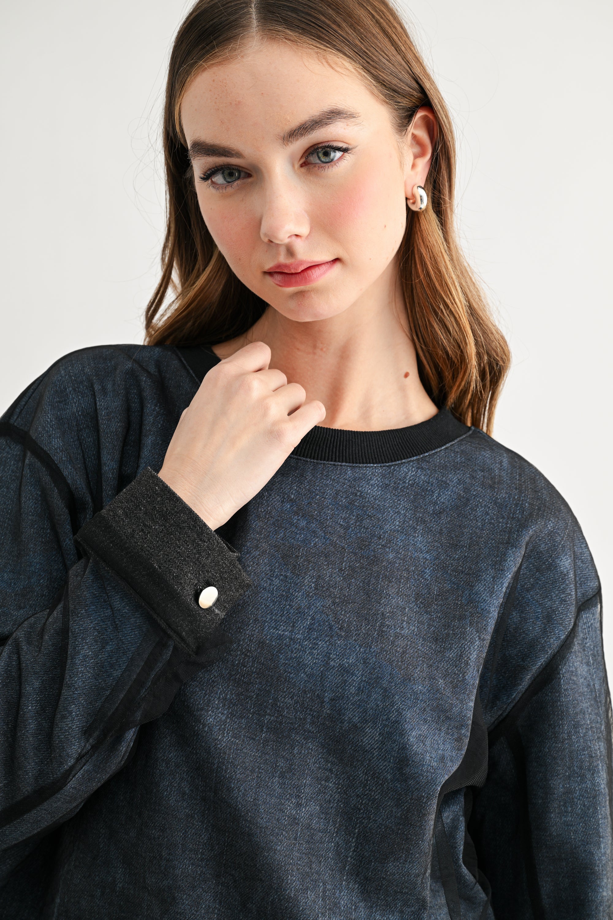 Kalila Mix Media Mesh Top