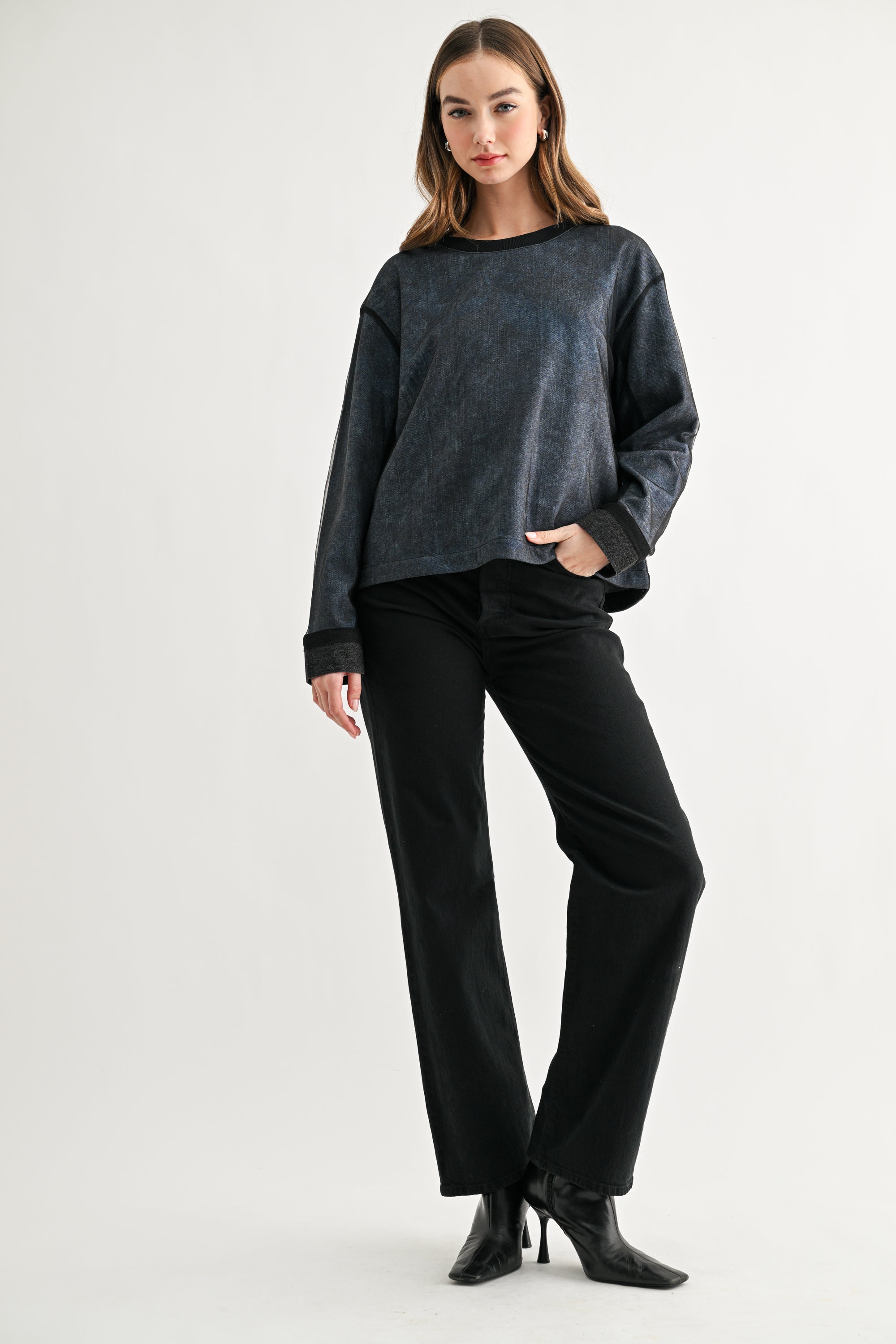 Kalila Mix Media Mesh Top