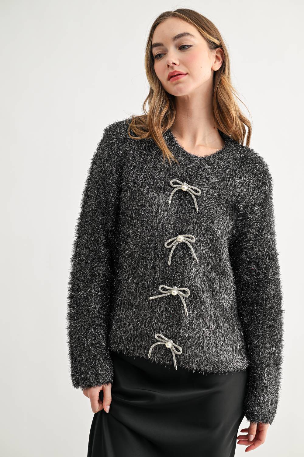 Stephanie Ribbon Bow Knit Cardigan