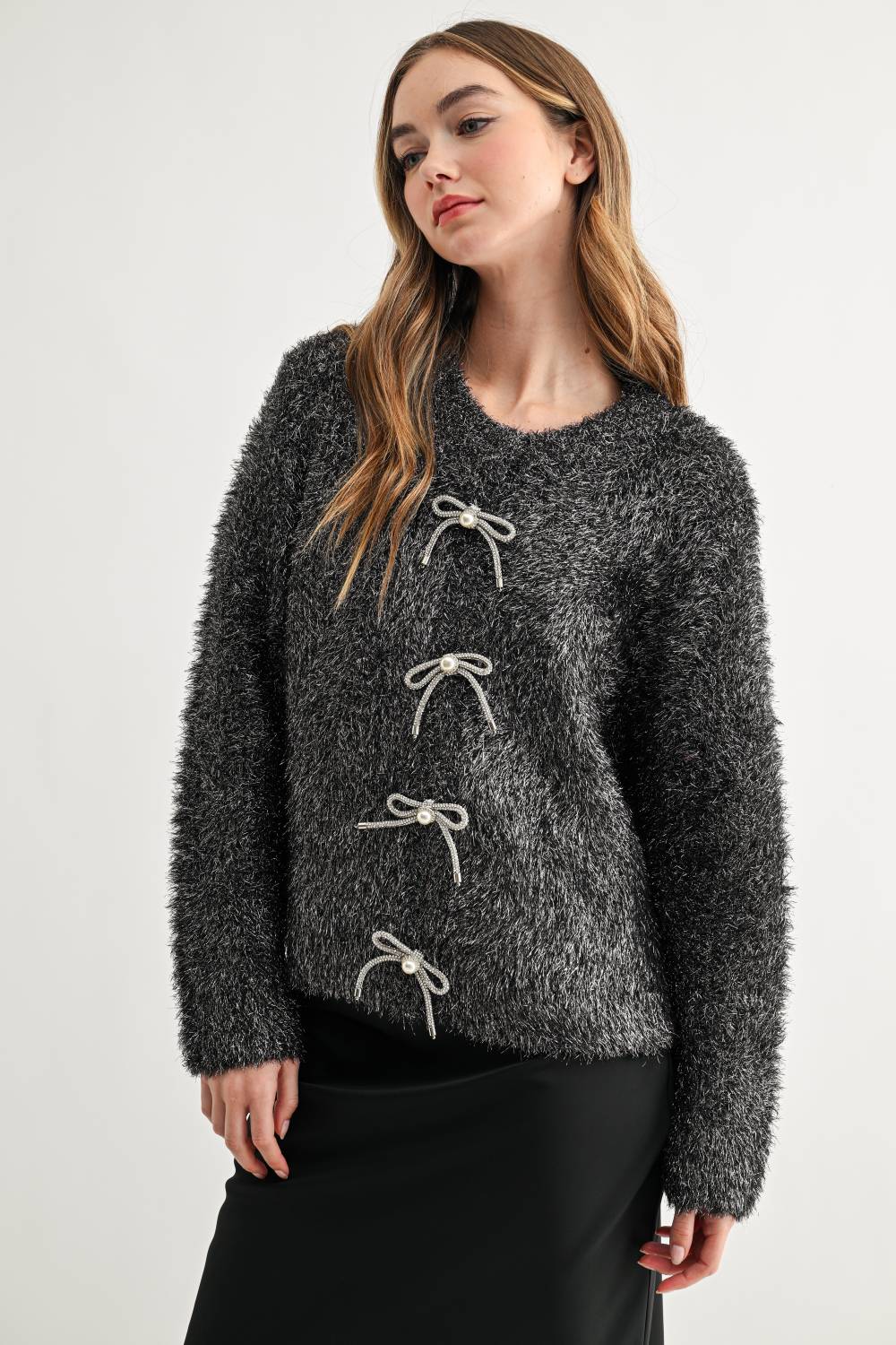 Stephanie Ribbon Bow Knit Cardigan