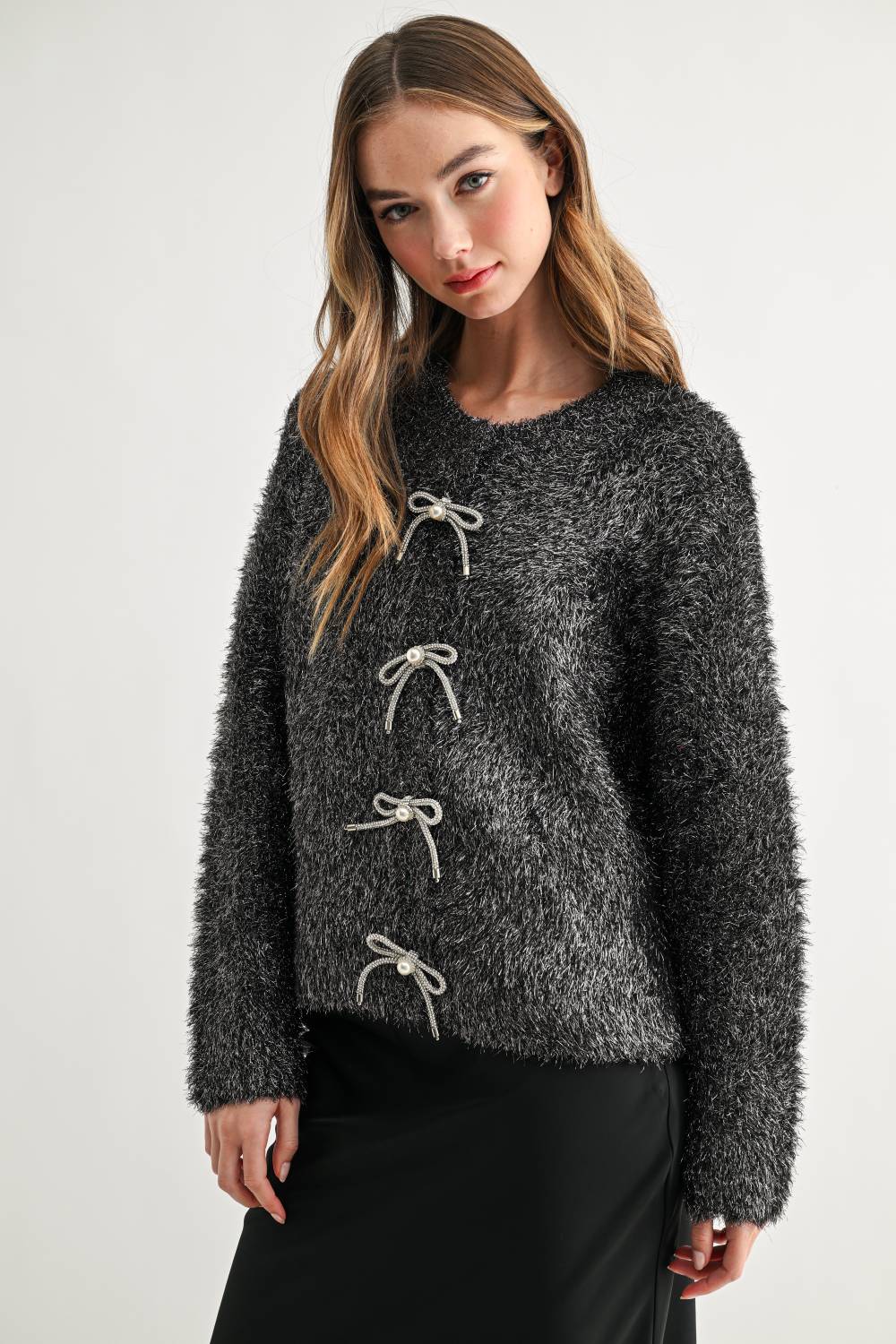 Stephanie Ribbon Bow Knit Cardigan