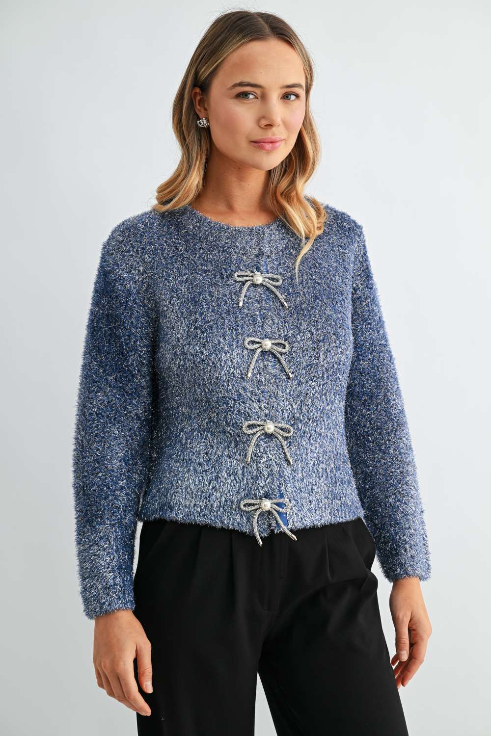 Stephanie Ribbon Bow Knit Cardigan