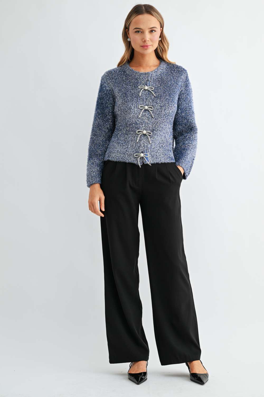 Stephanie Ribbon Bow Knit Cardigan