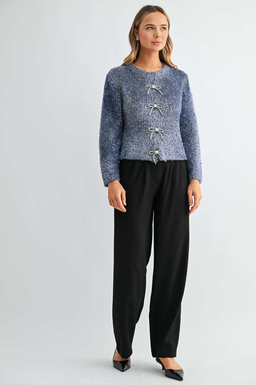Stephanie Ribbon Bow Knit Cardigan