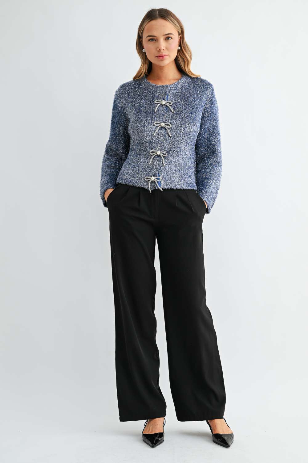 Stephanie Ribbon Bow Knit Cardigan