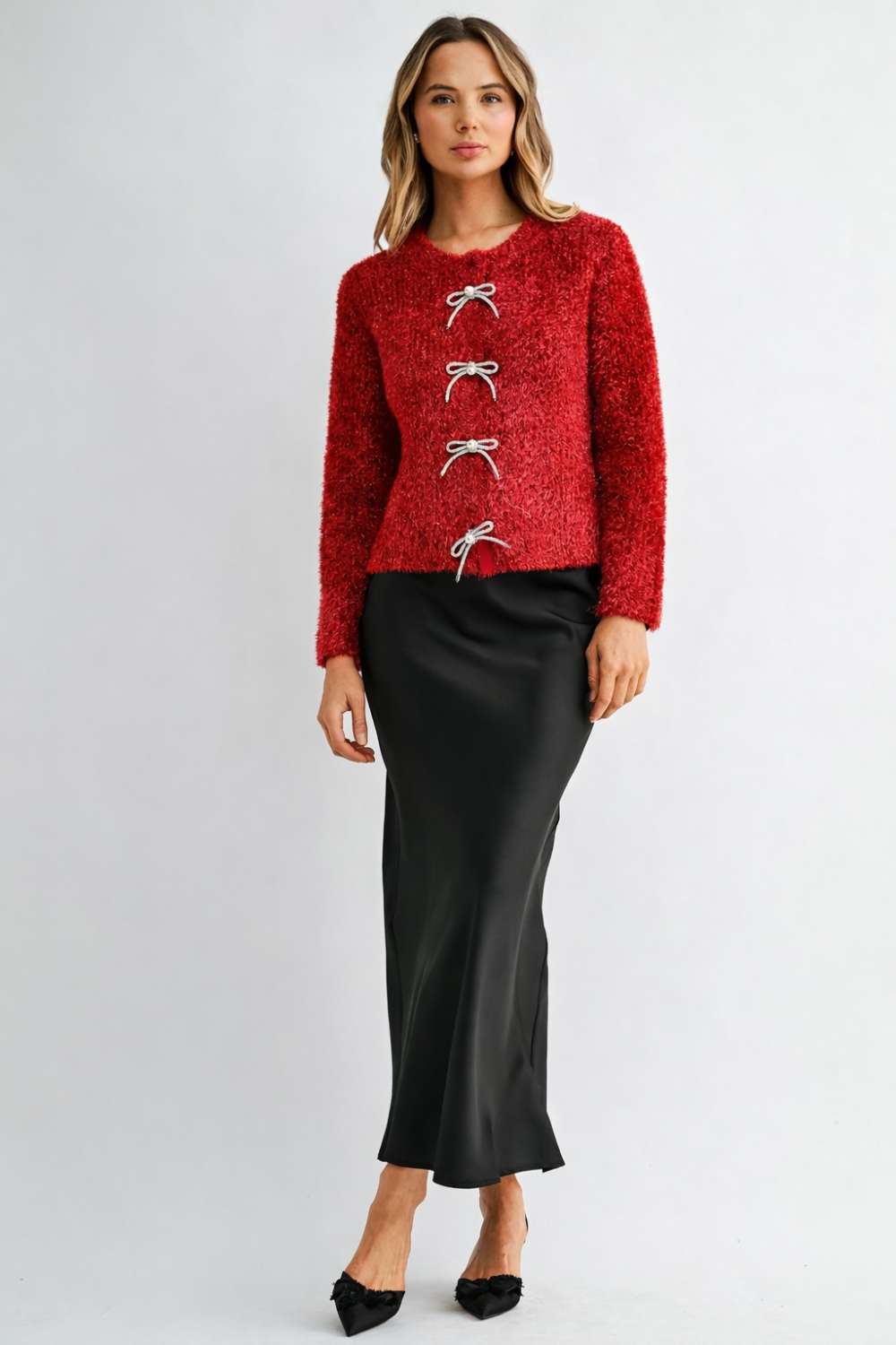 Stephanie Ribbon Bow Knit Cardigan