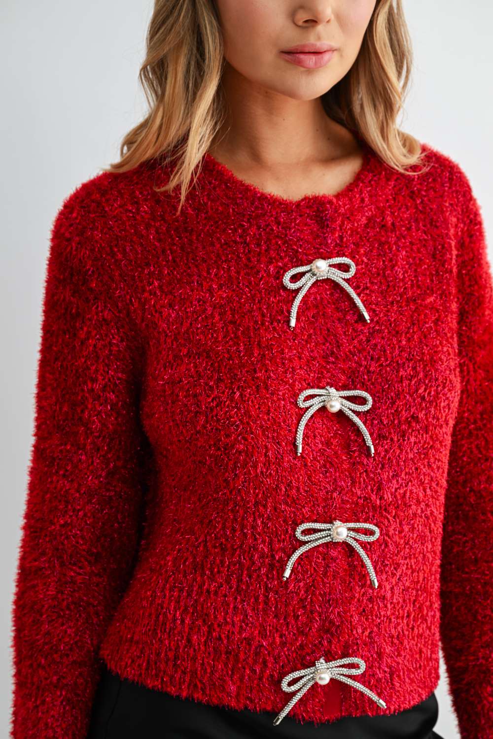 Stephanie Ribbon Bow Knit Cardigan