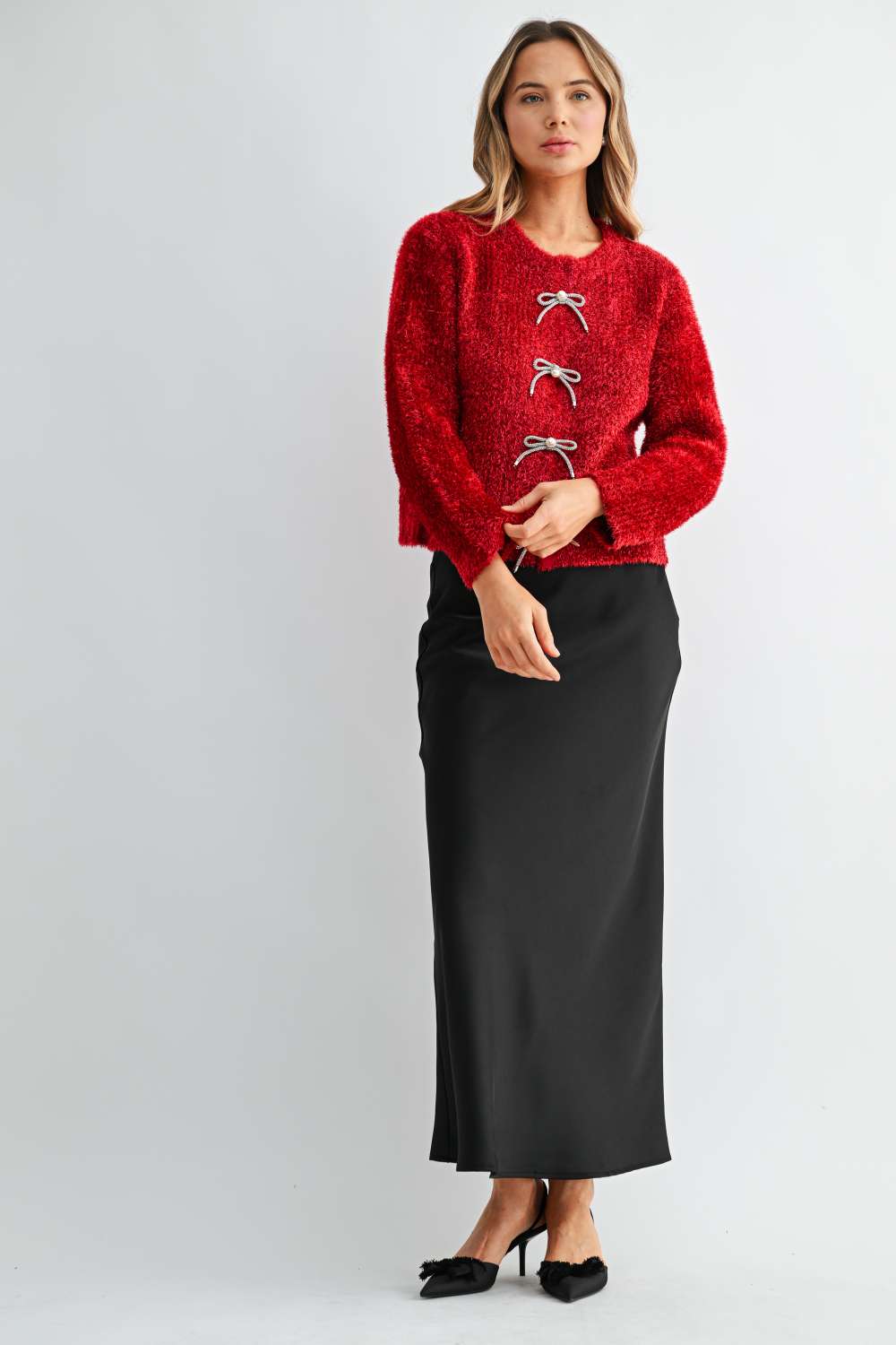 Stephanie Ribbon Bow Knit Cardigan