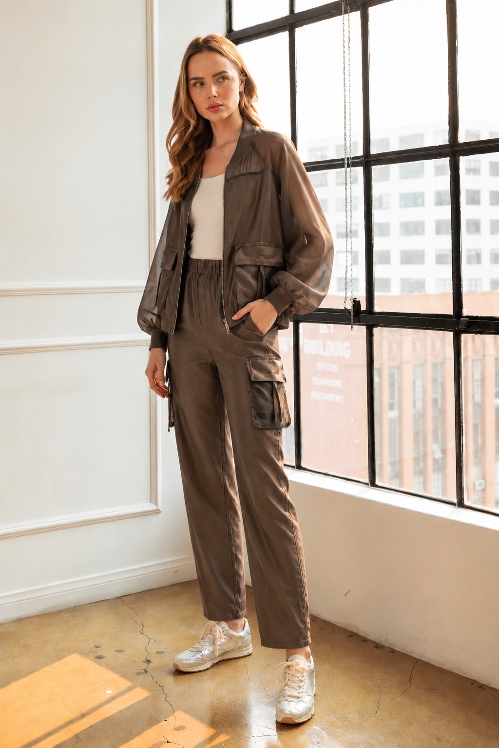 Jelisa Mixed Bomber Sheer Organza Jacket