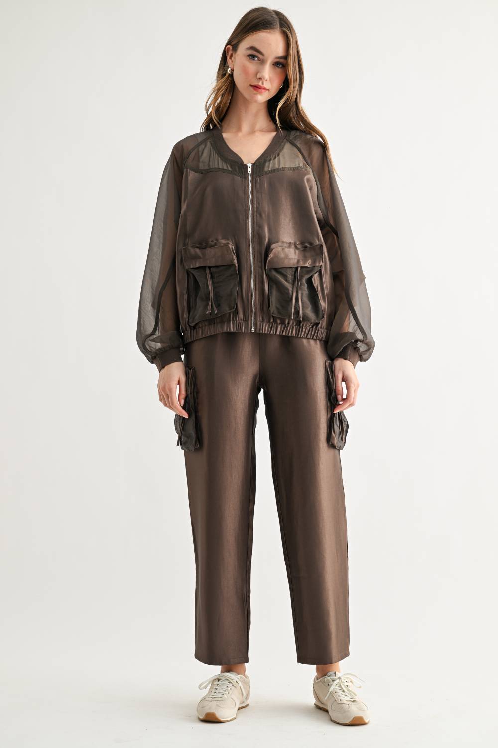 Jay Satin Cargo Straight Leg Pants
