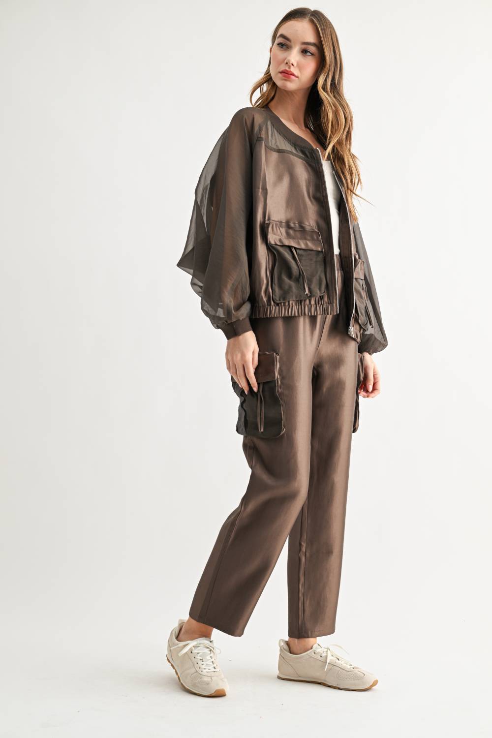 Jelisa Mixed Bomber Sheer Organza Jacket