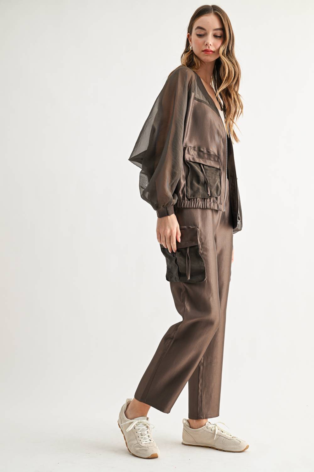 Jelisa Mixed Bomber Sheer Organza Jacket