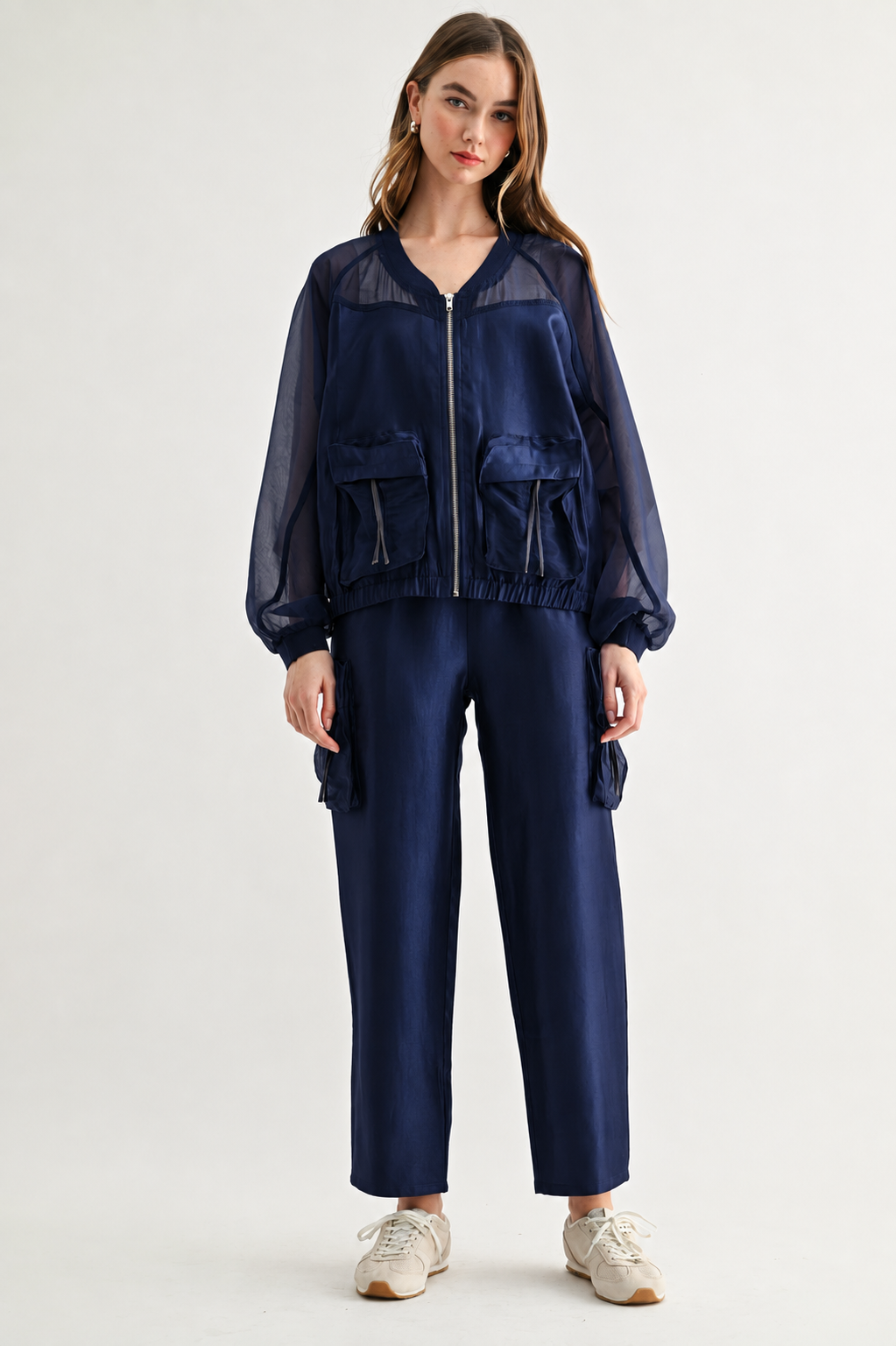 Jay Satin Cargo Straight Leg Pants