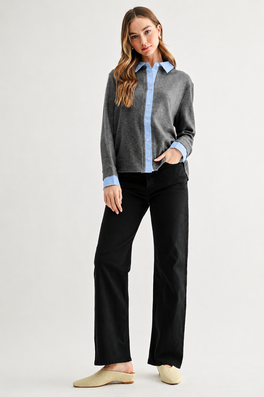 Kevin Layered Knit Collared Sweater Top