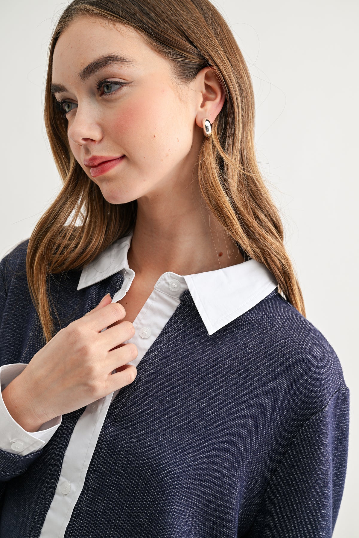 Kevin Layered Knit Collared Sweater Top