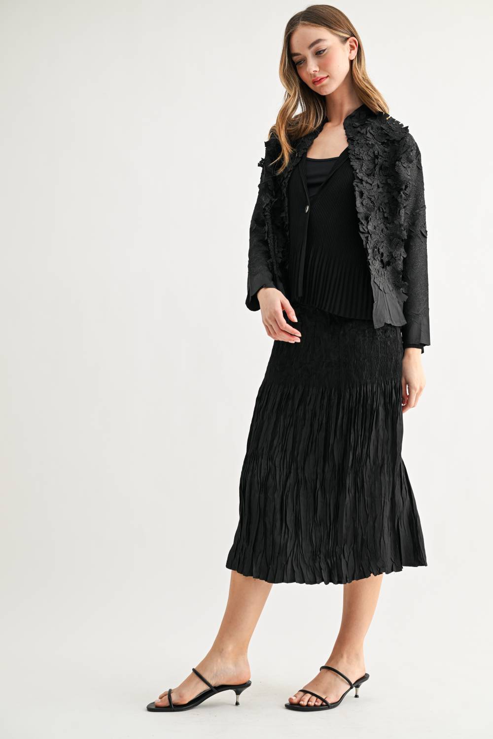 Carter Floral Textured Applique Cardigan