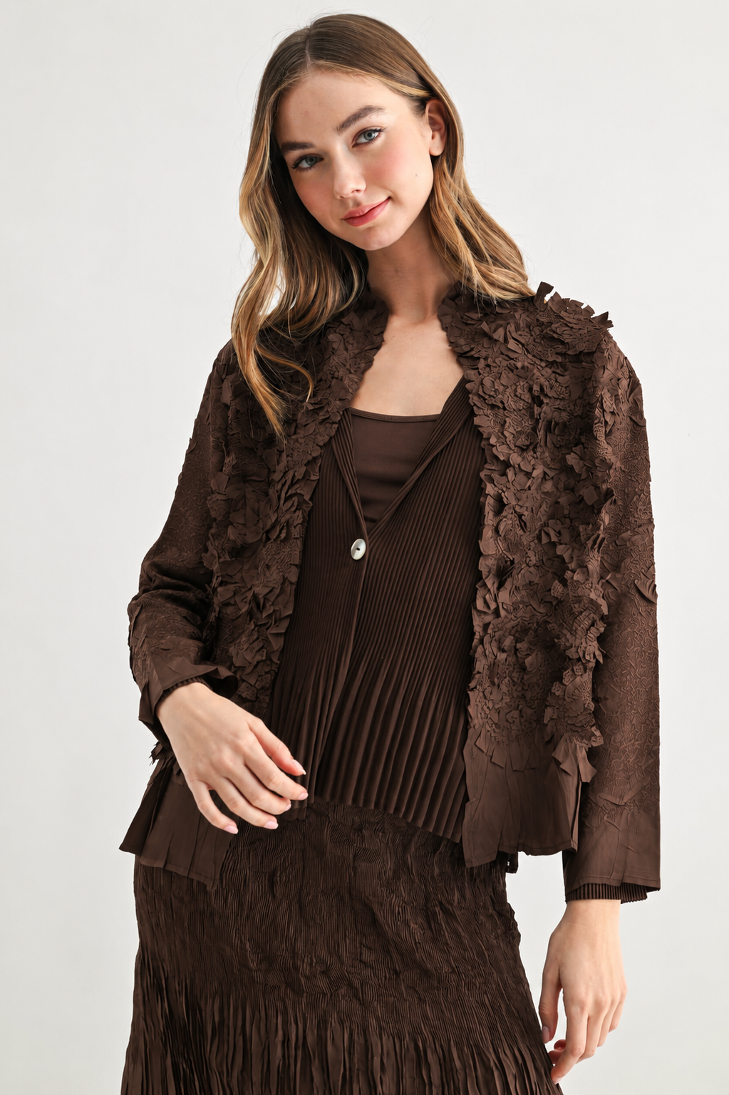 Carter Floral Textured Applique Cardigan