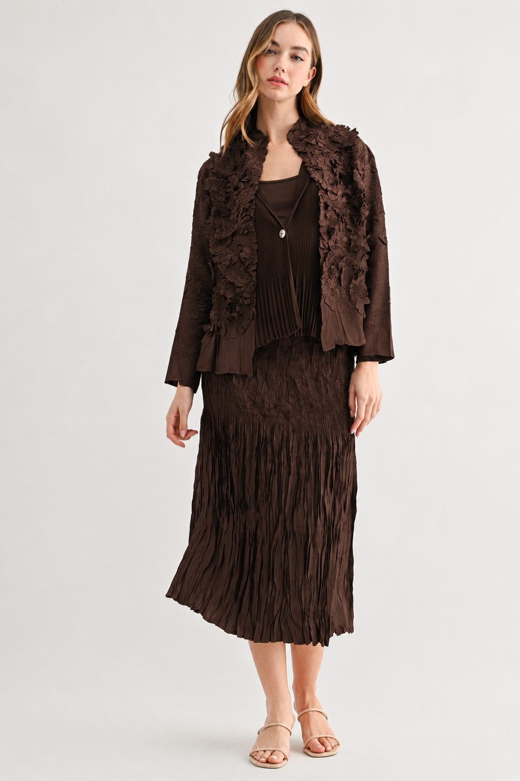 Carter Floral Textured Applique Cardigan