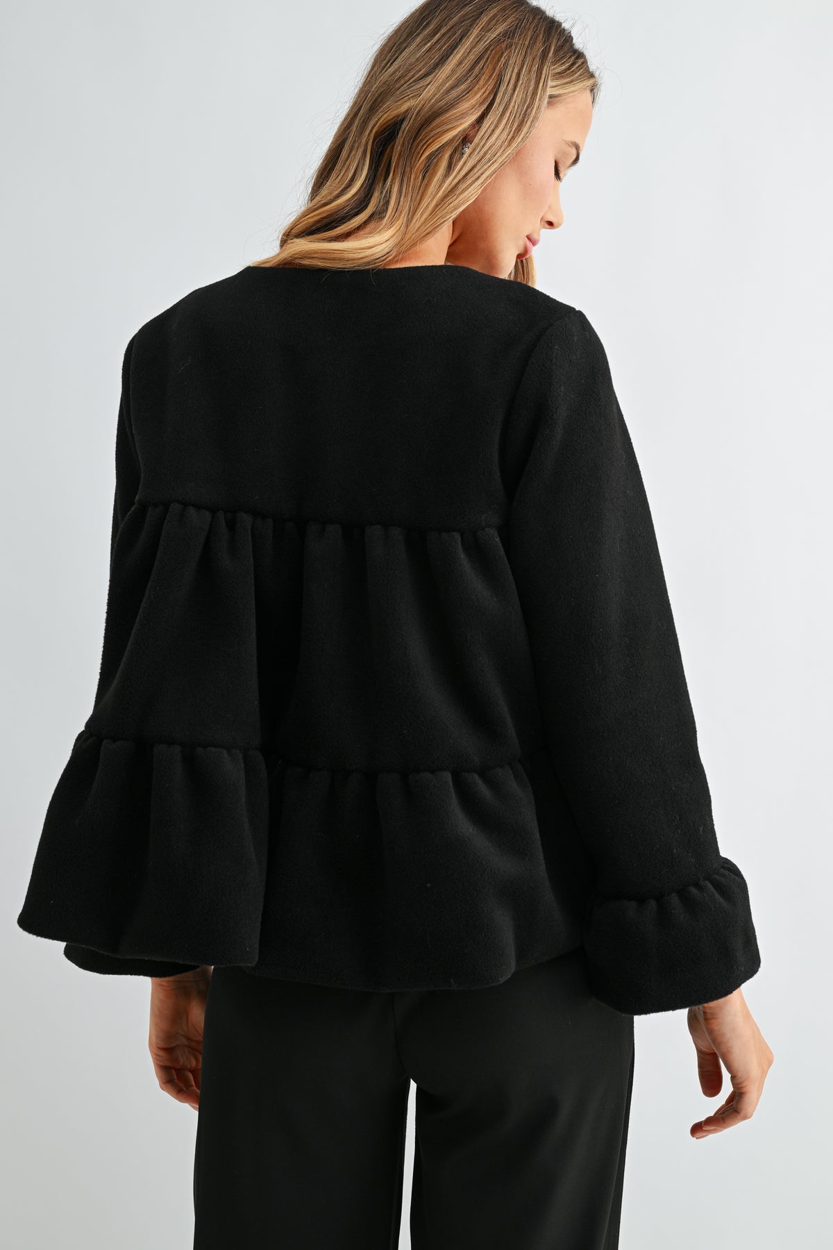 James Peplum Puffer Jacket with Jewel Embellishment
