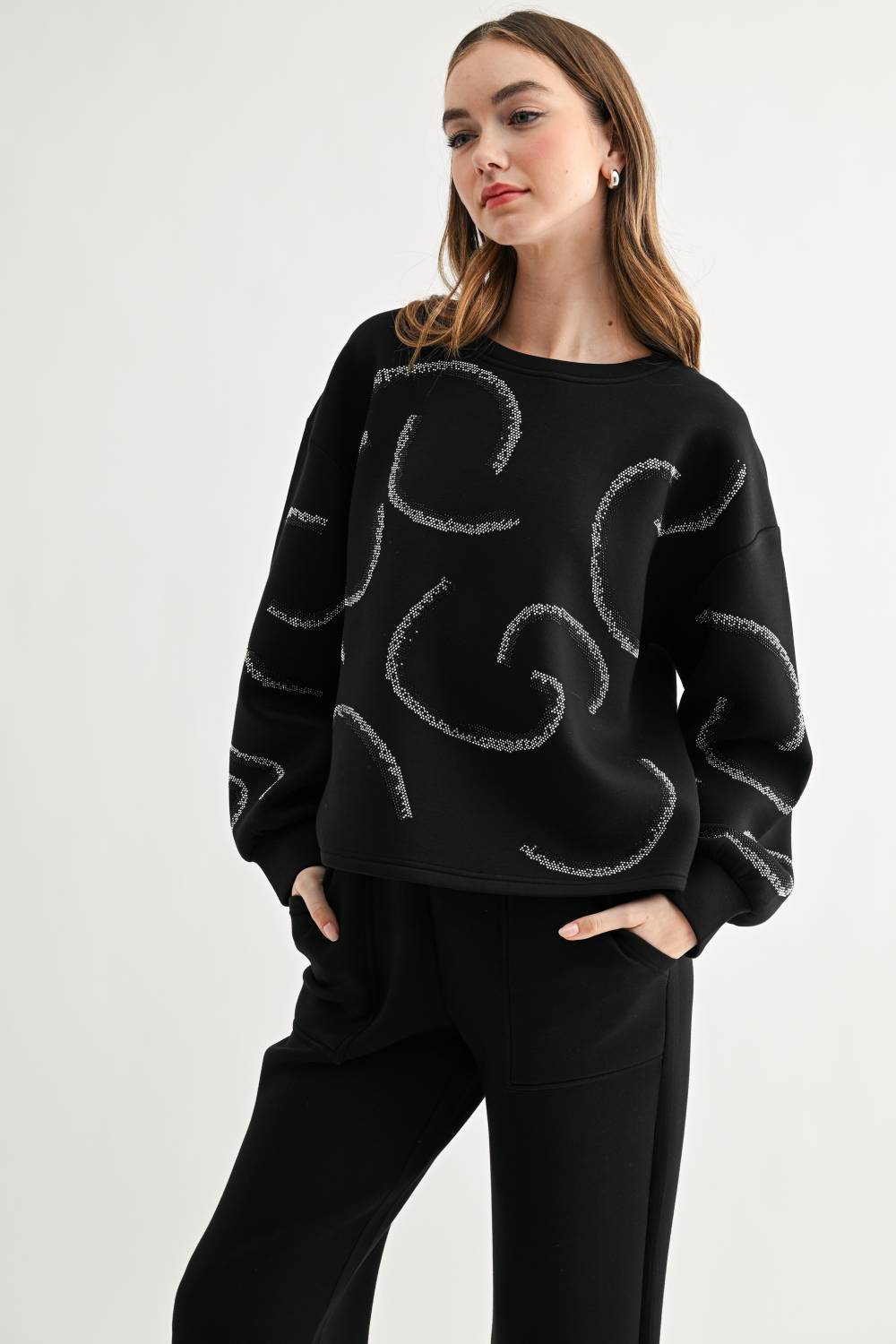 Keegan Stretch French Scuba Rhinestone Top