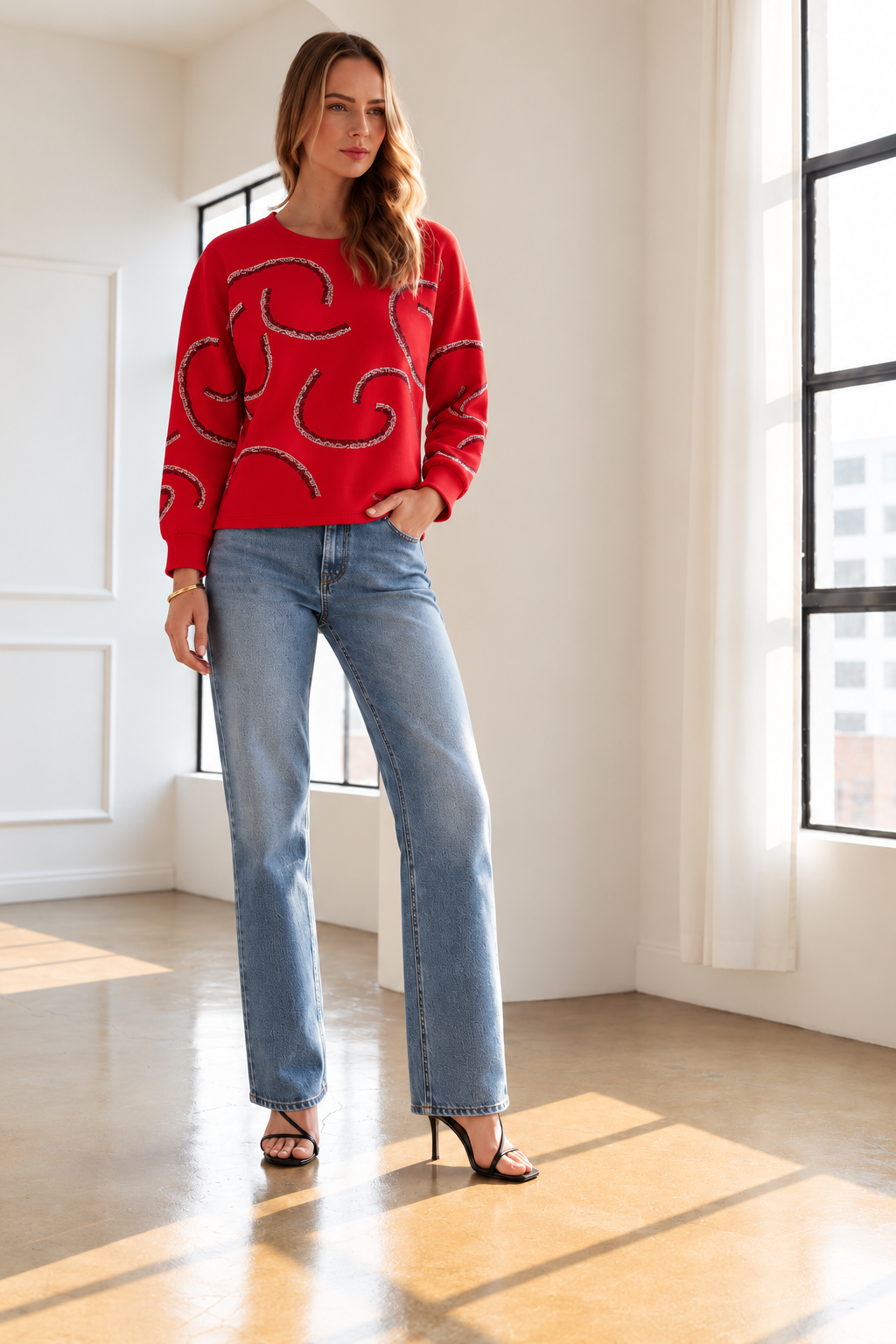 Keegan Stretch French Scuba Rhinestone Top