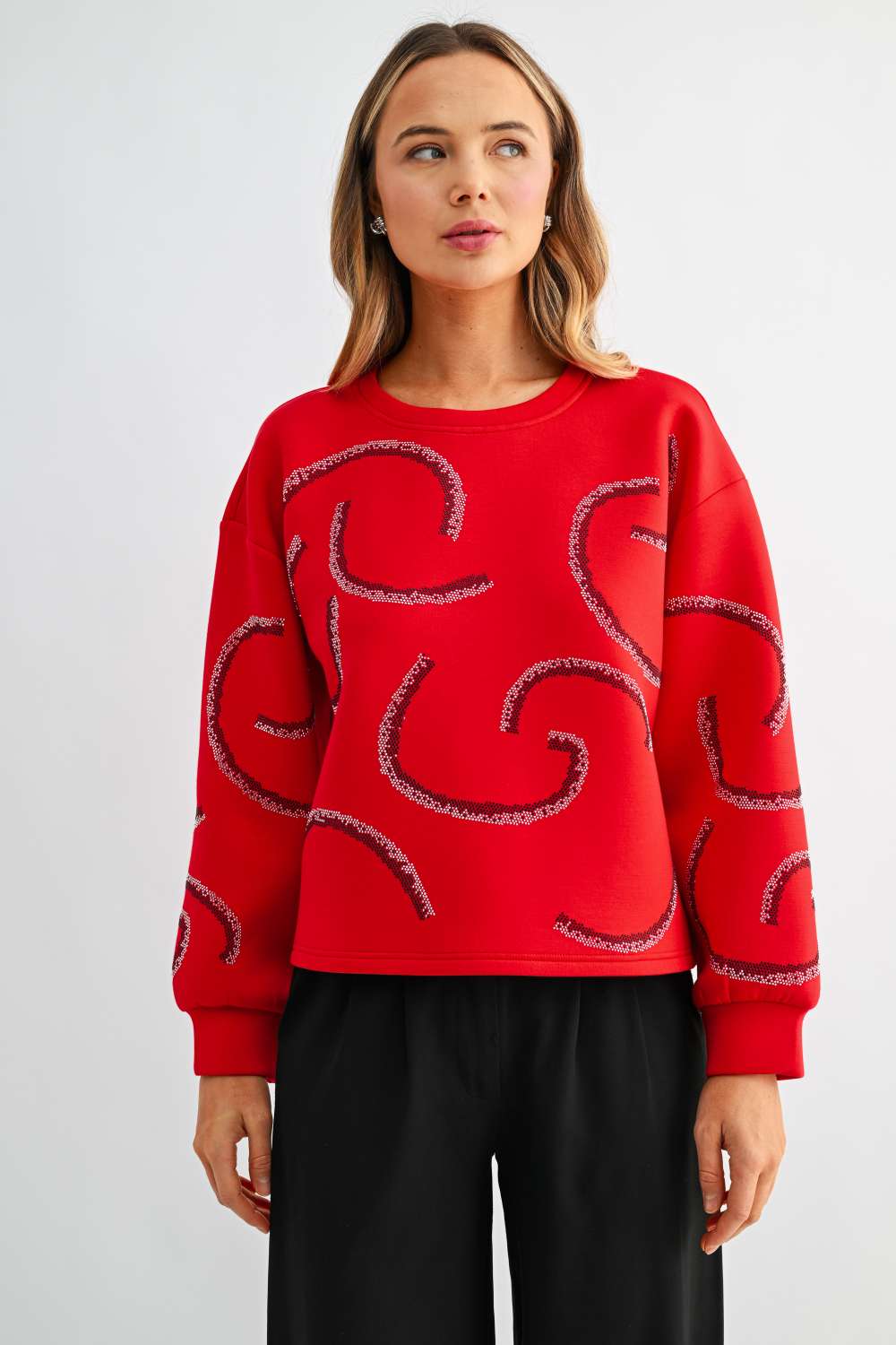 Keegan Stretch French Scuba Rhinestone Top