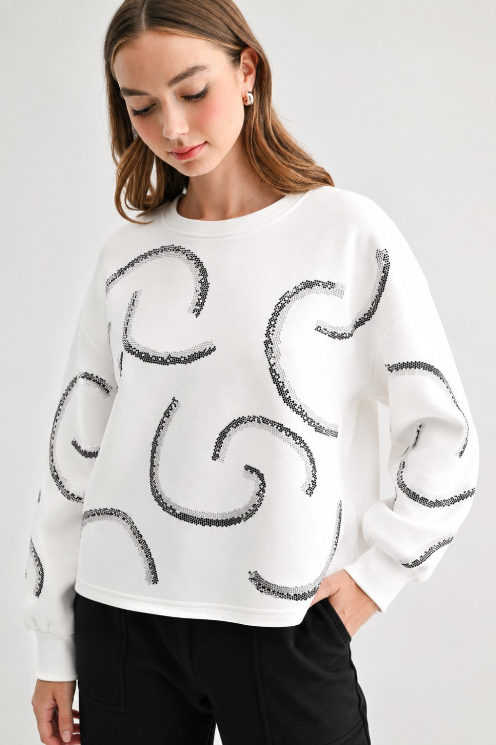 Keegan Stretch French Scuba Rhinestone Top