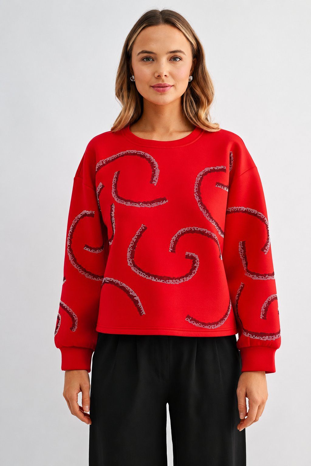 Keegan Stretch French Scuba Rhinestone Top