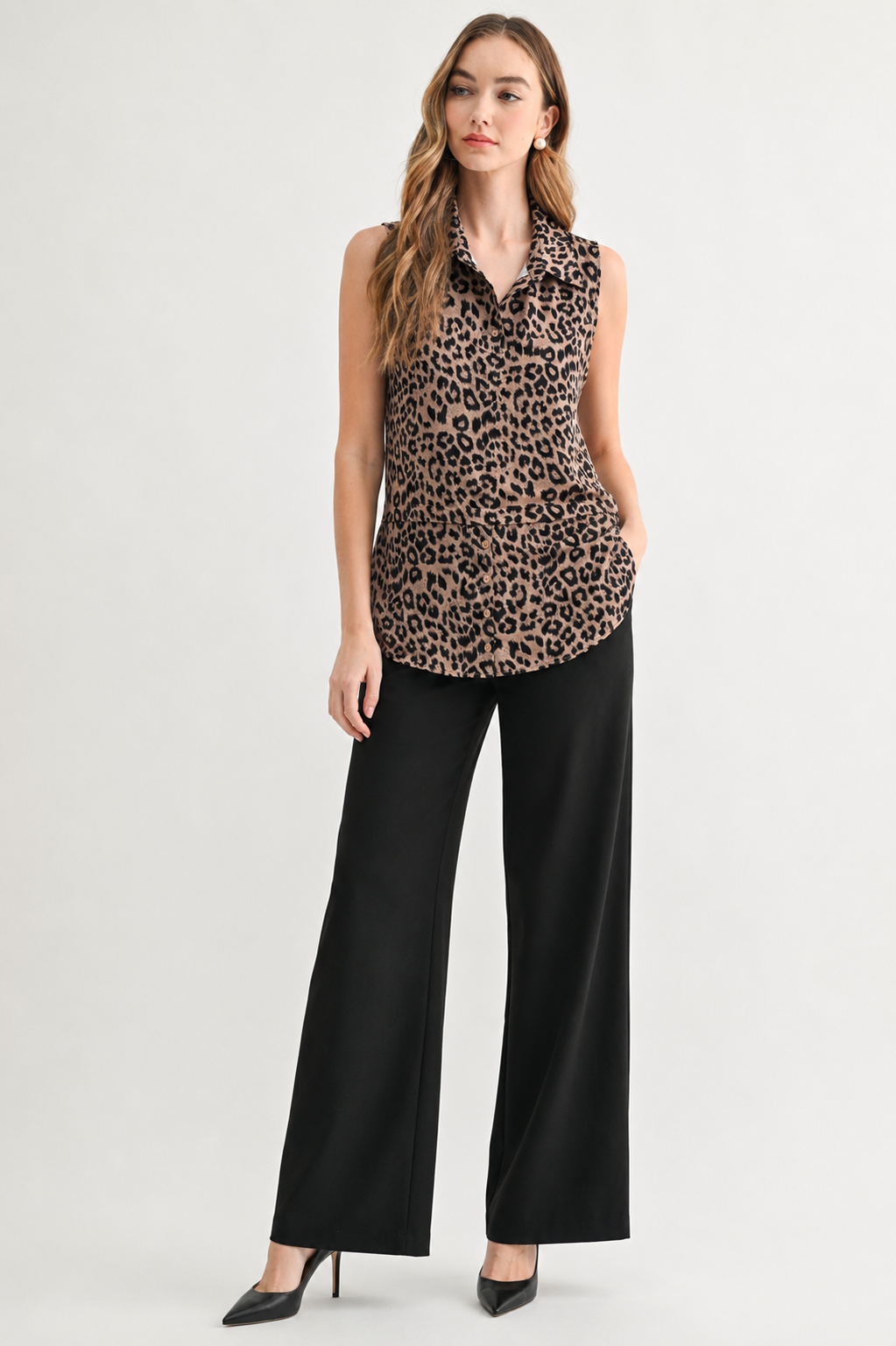 Caroline Sleeveless Collar Top