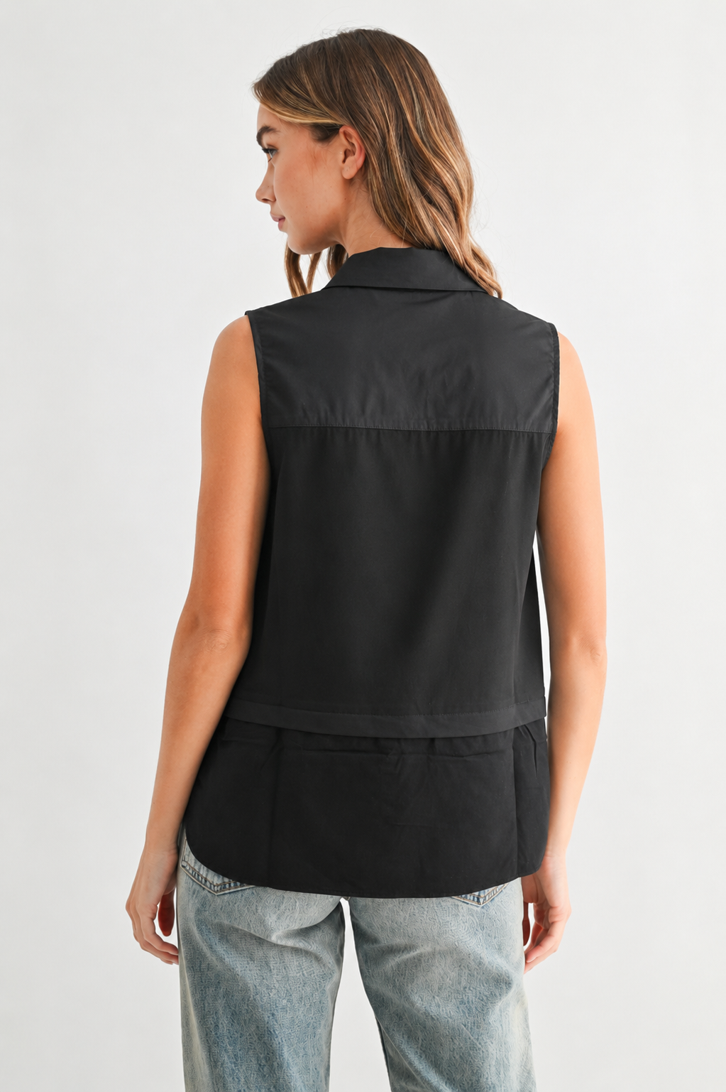 Caroline Sleeveless Collar Top