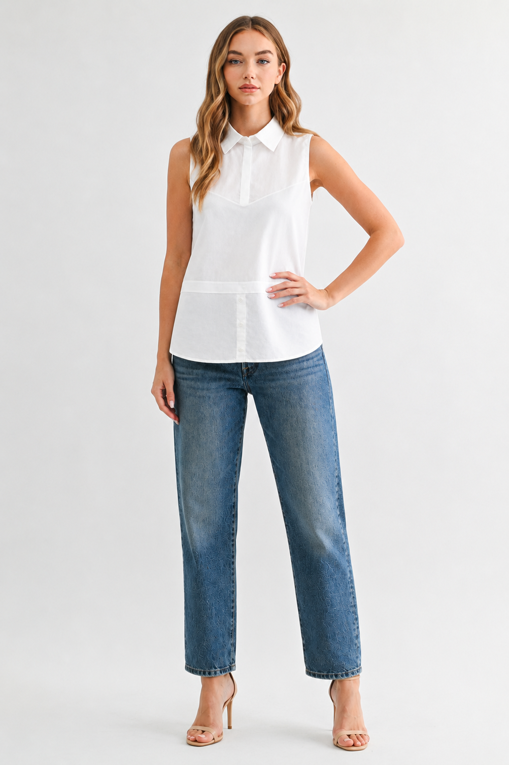 Caroline Sleeveless Collar Top