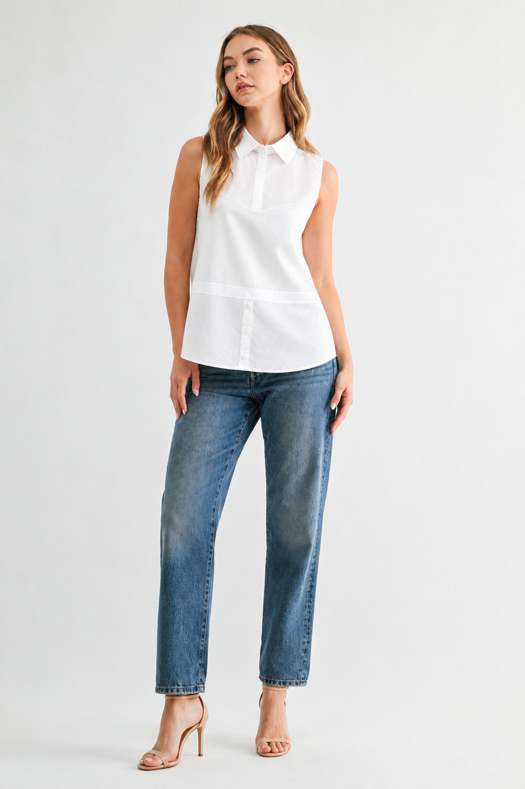 Caroline Sleeveless Collar Top