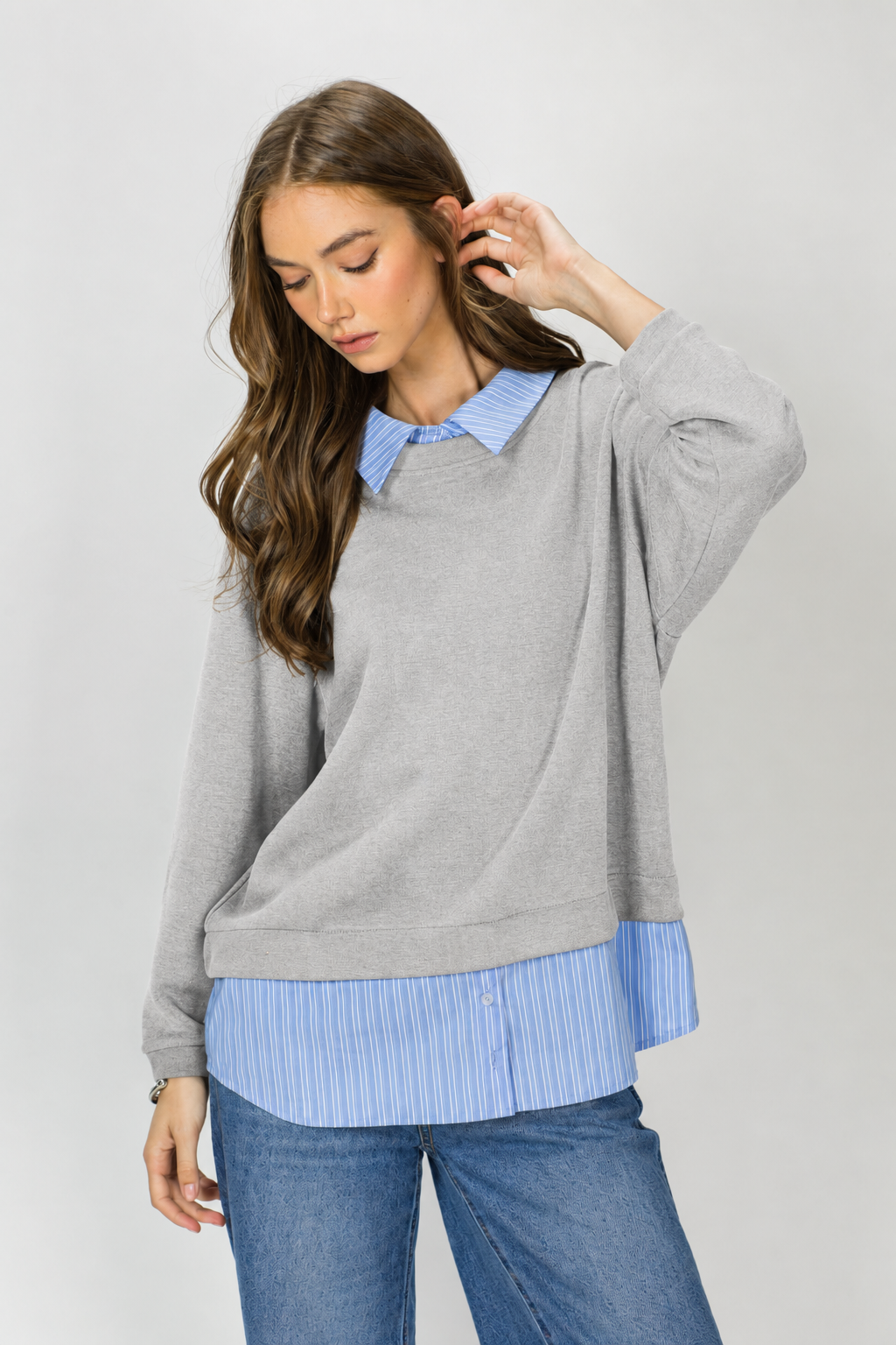 Harrison Knit Top with Attached Layered Shirt