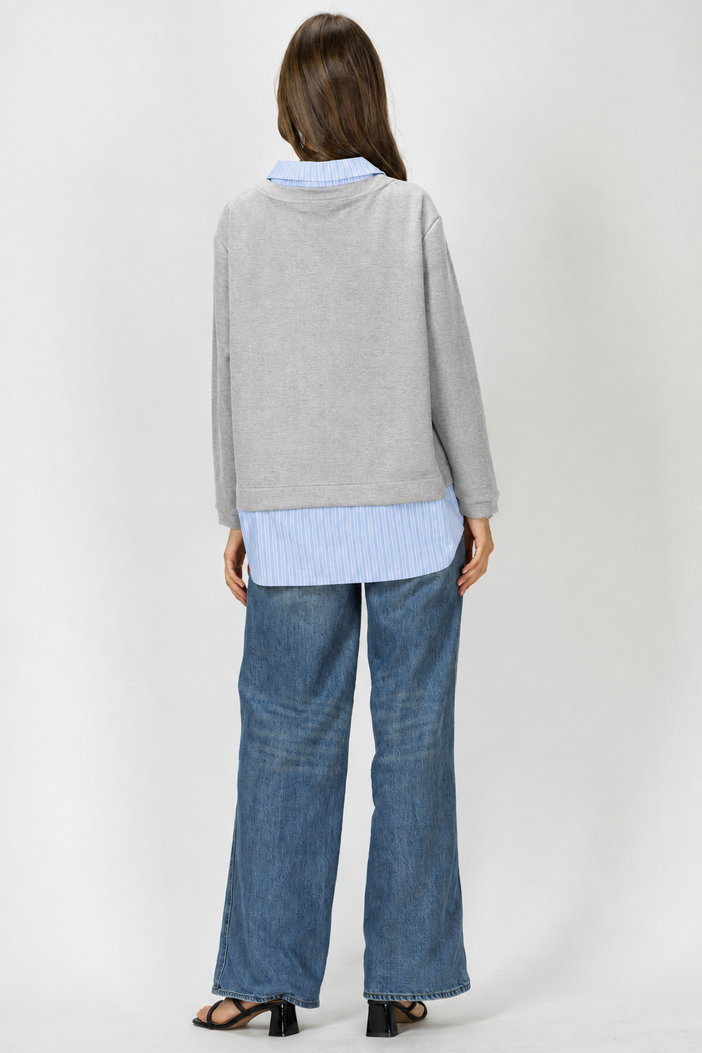 Harrison Knit Top with Attached Layered Shirt