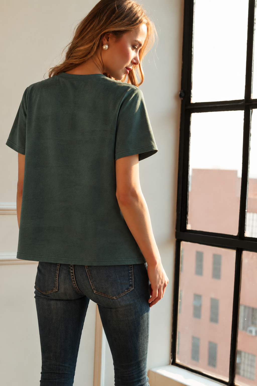 Alyssa Fringe Stretch Suede Top
