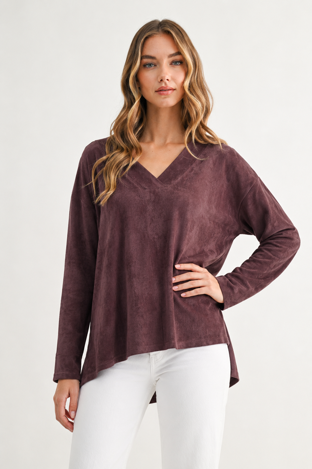 Andrea Stretch Suede Top