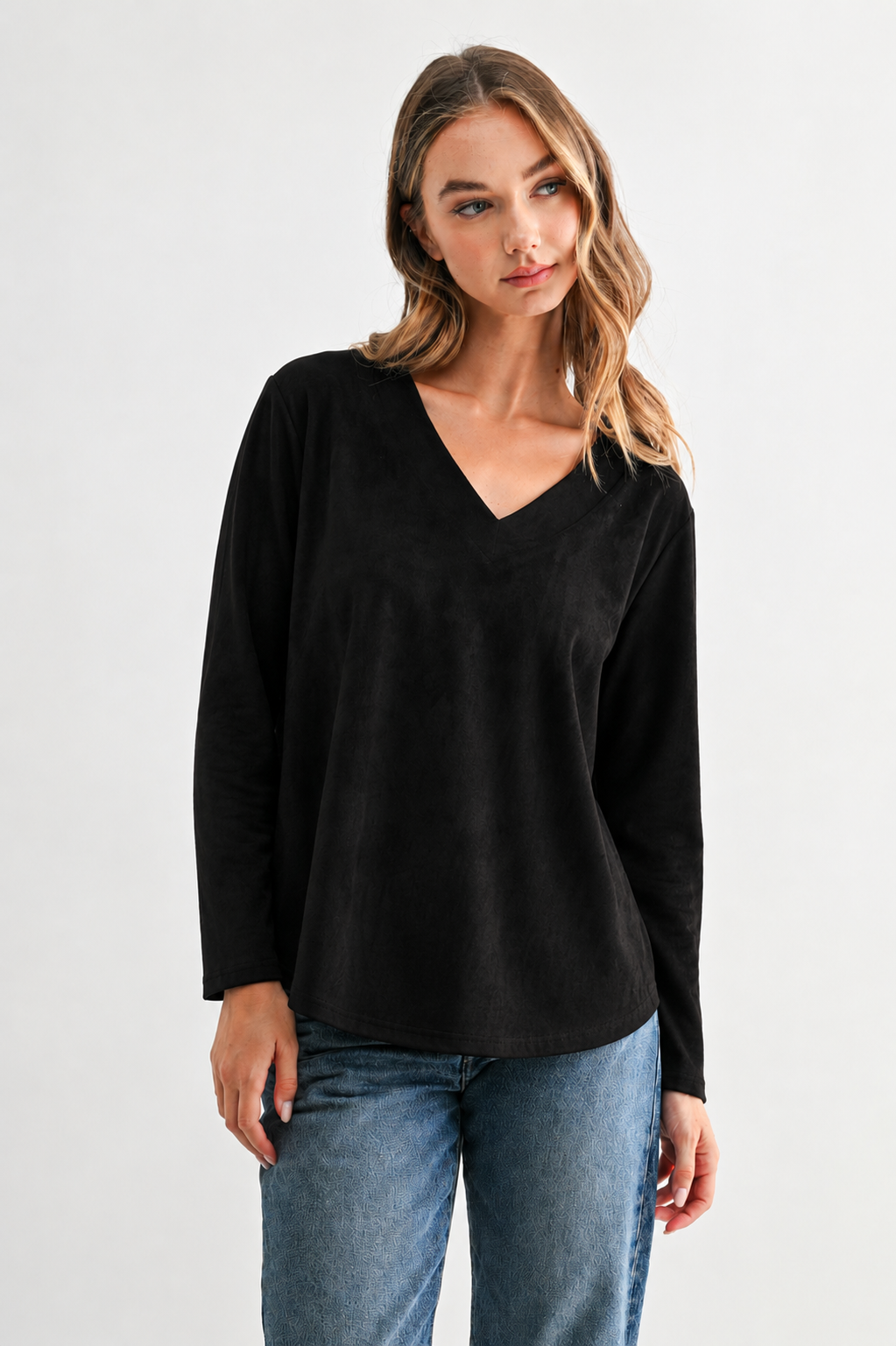 Andrea Stretch Suede Top