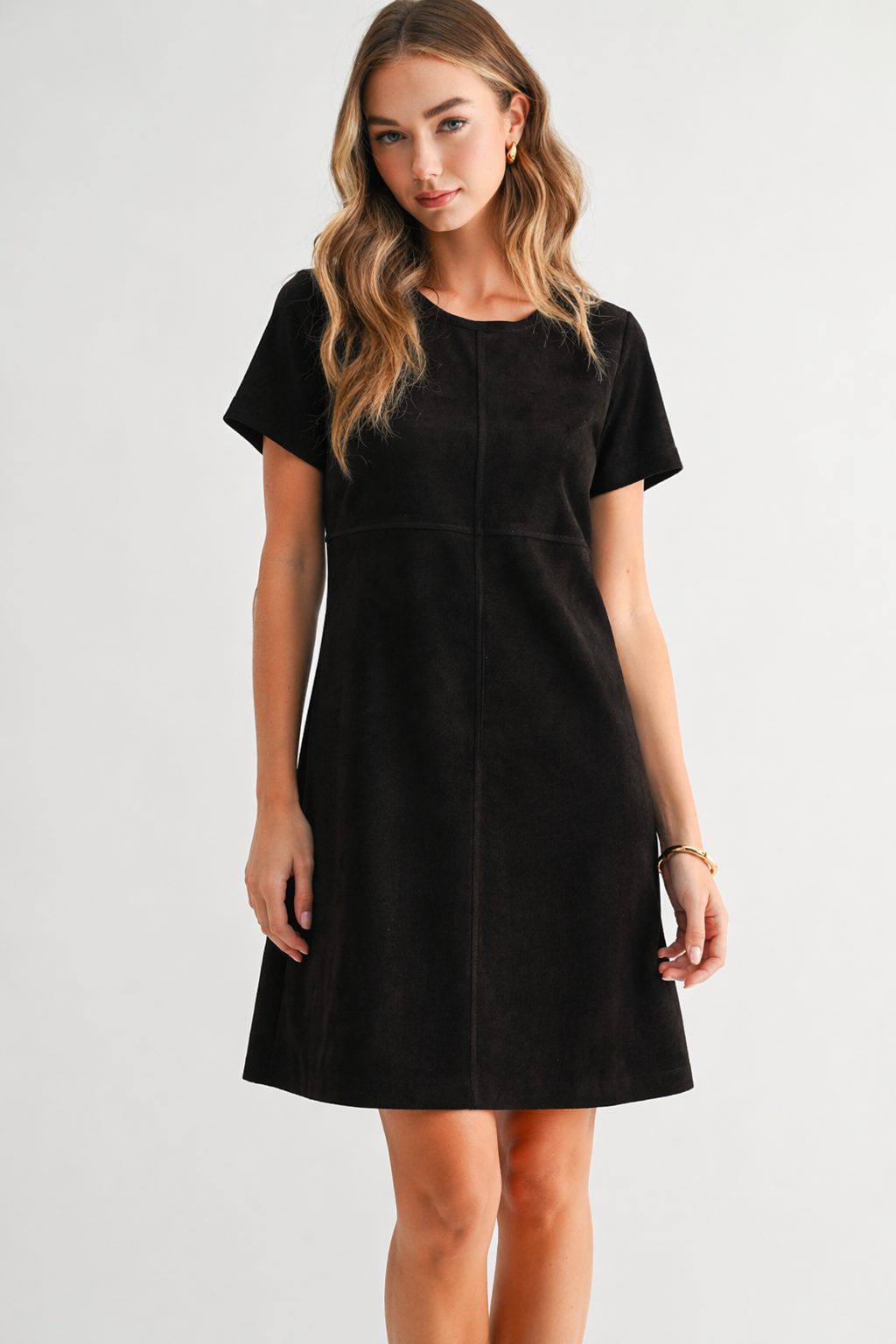 Audrey Suede Round Neck with Pockets