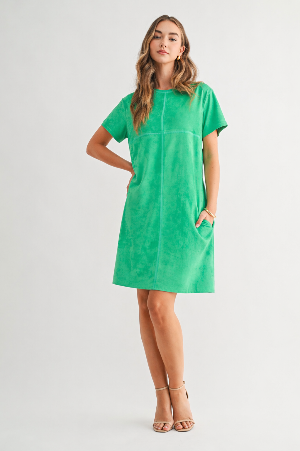 Audrey Suede Round Neck with Pockets