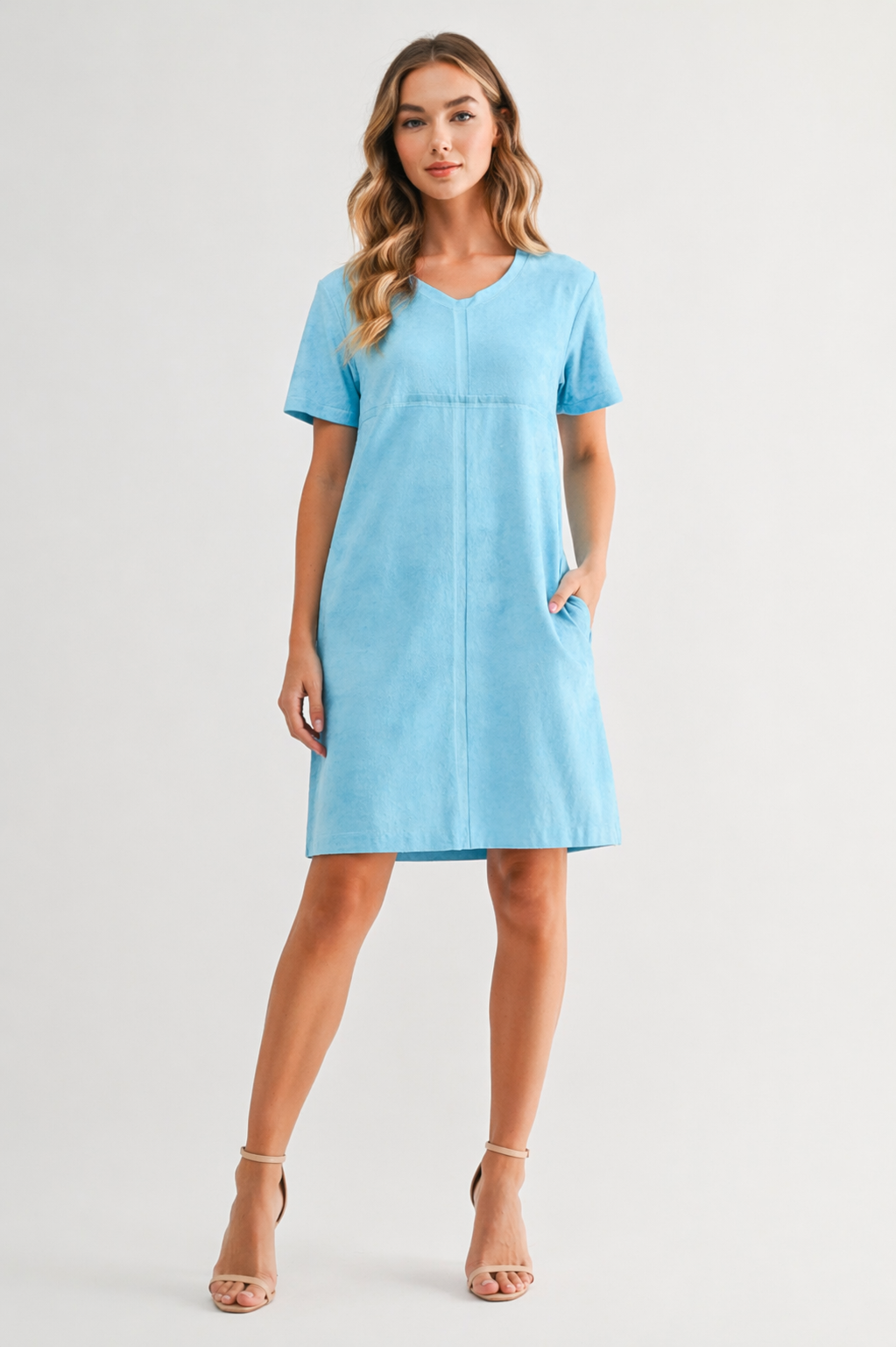 Audrey Suede V Neck with Pockets