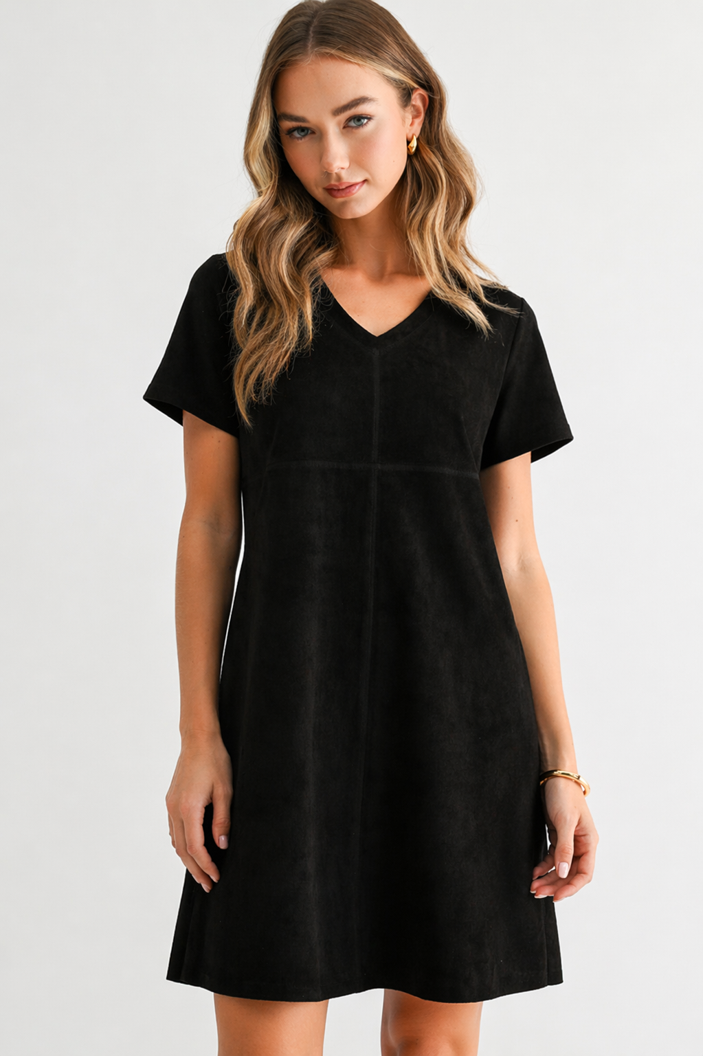 Audrey Suede V Neck with Pockets