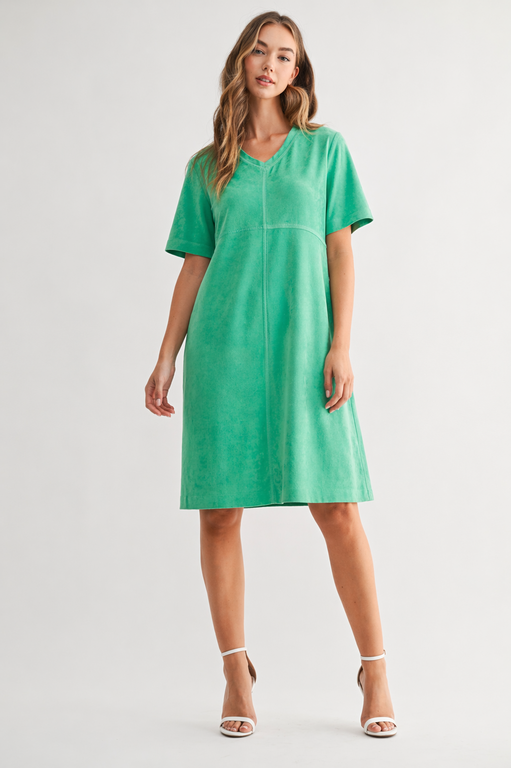 Audrey Suede V Neck with Pockets
