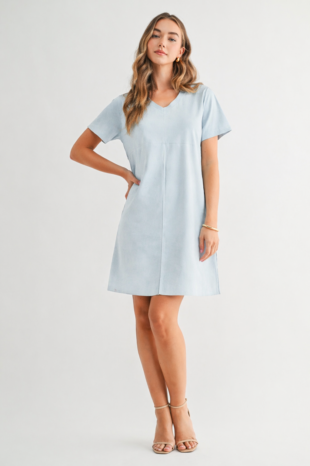 Audrey Suede V Neck with Pockets